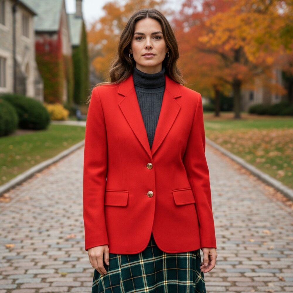 Vintage Pendleton Red Wool Blazer Jacket 100% Pure Virgin Wool Size 10